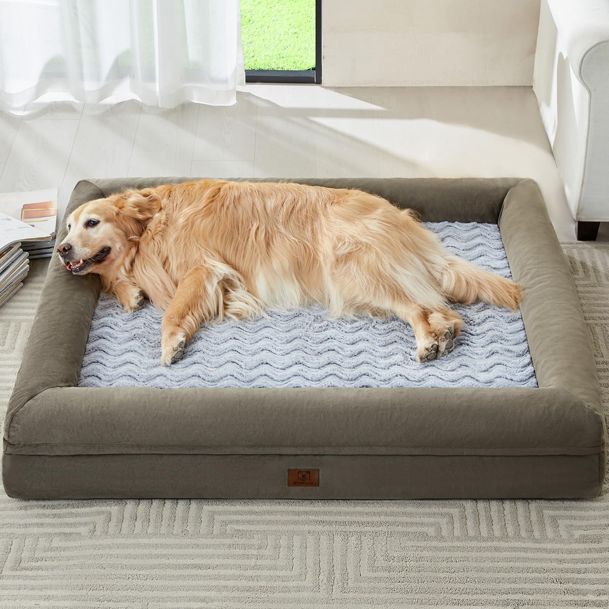 WNPETHOME XXXL dog bed cover closeup showing luxe velvet for comfort.
