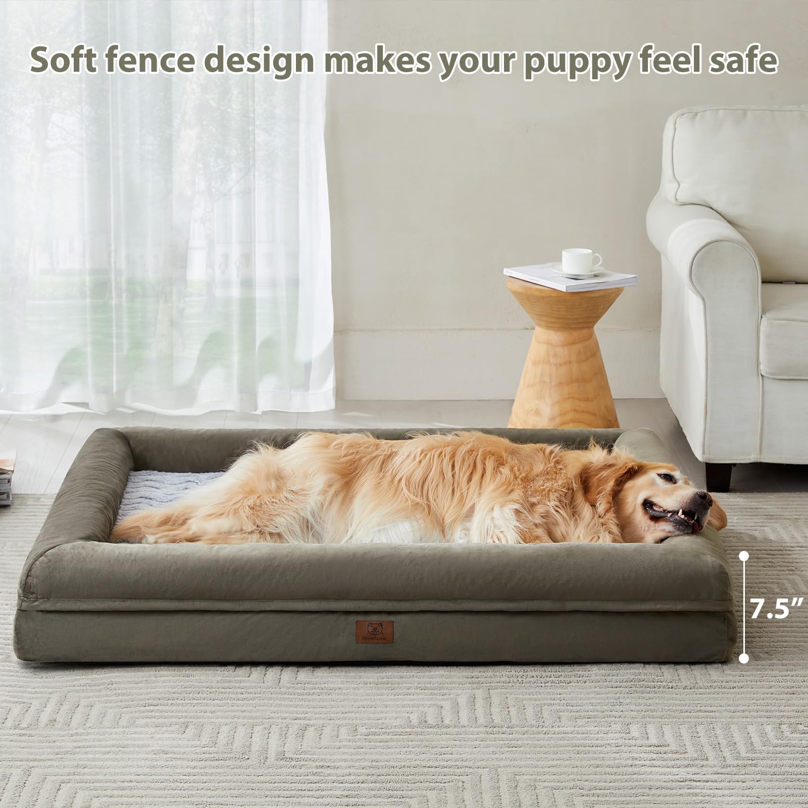 WNPETHOME XXXL dog bed waterproof cover protects foam from accidents.
