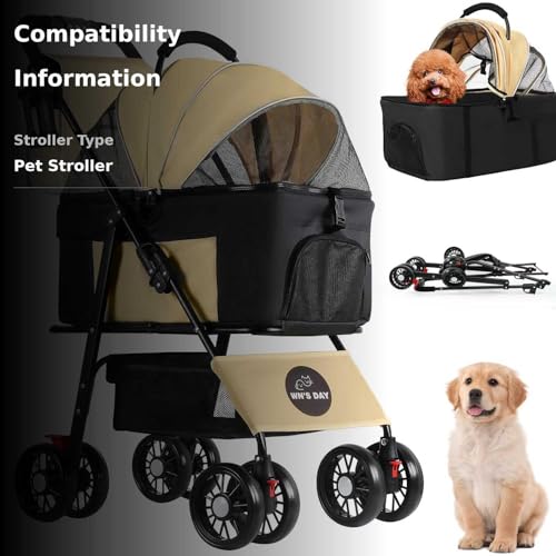 Wn's Day 3-in-1 pet stroller brown cup holder and front storage pocket for essentials