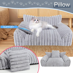 Wn's Day cat bed with three-sided bolster supports head and neck for comfy lounging.