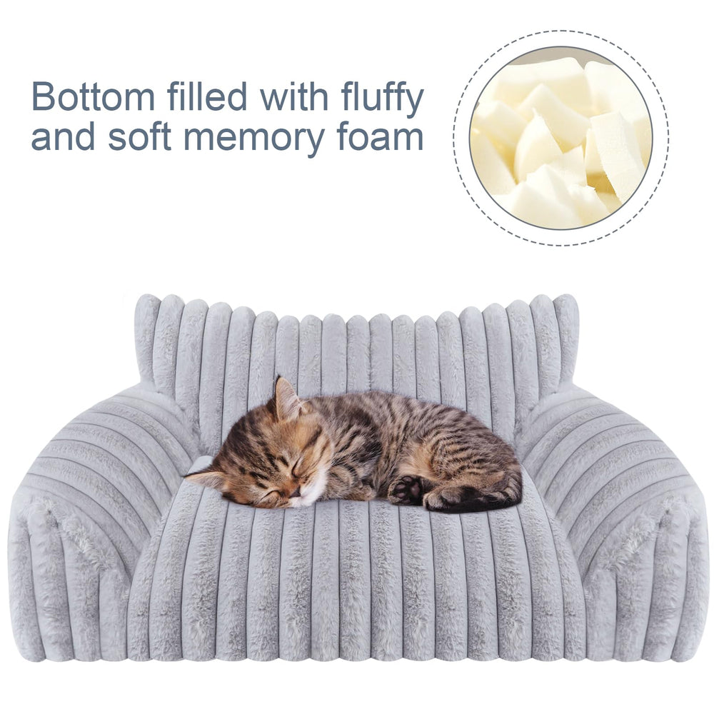Wn's Day cat couch bed features cloud-like fleece for luxurious lounging at home.
