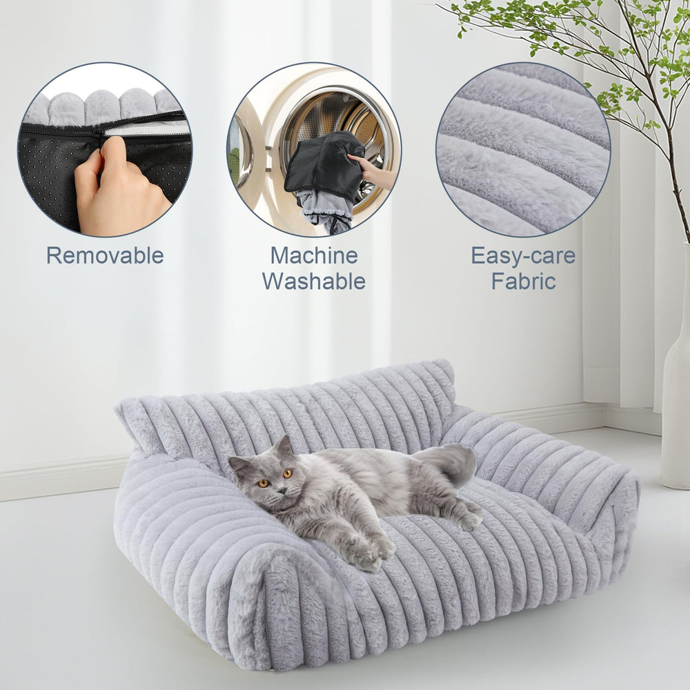 Wn's Day Cat Couch Bed Vacuum-Packed Box image conveys convenient shipping and fluffing setup