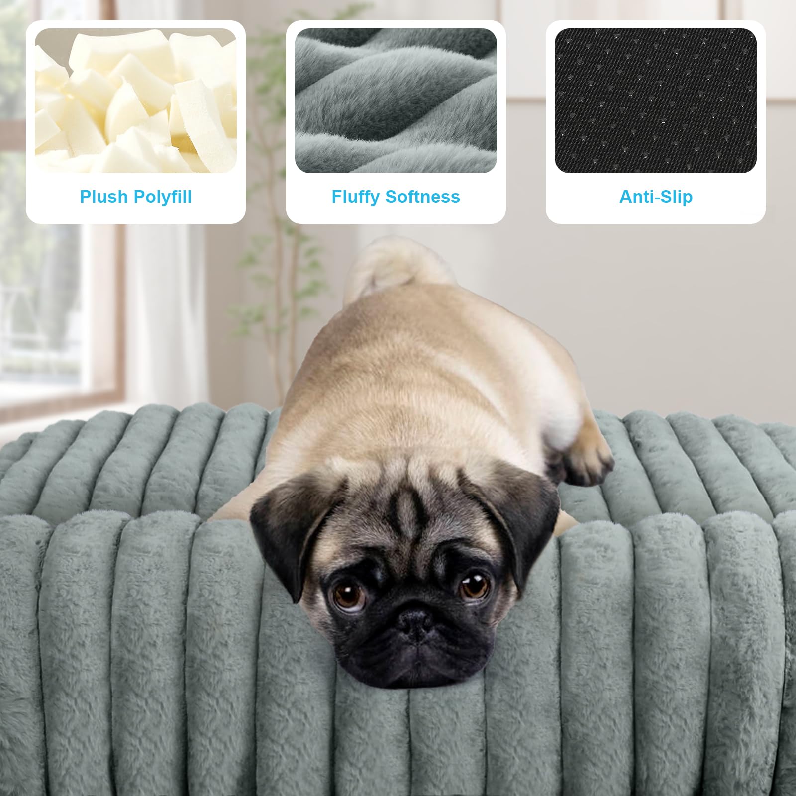 Wn's Day Comfort Dog Bed rectangle design provides spacious lounging and support.