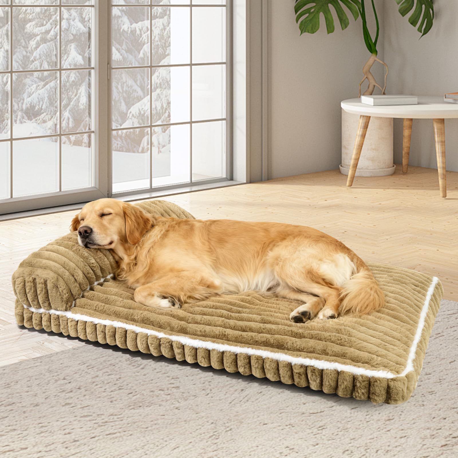 Wn's Day Comfort Extra Large Dog Bed brown plush with ample space for big dogs.
