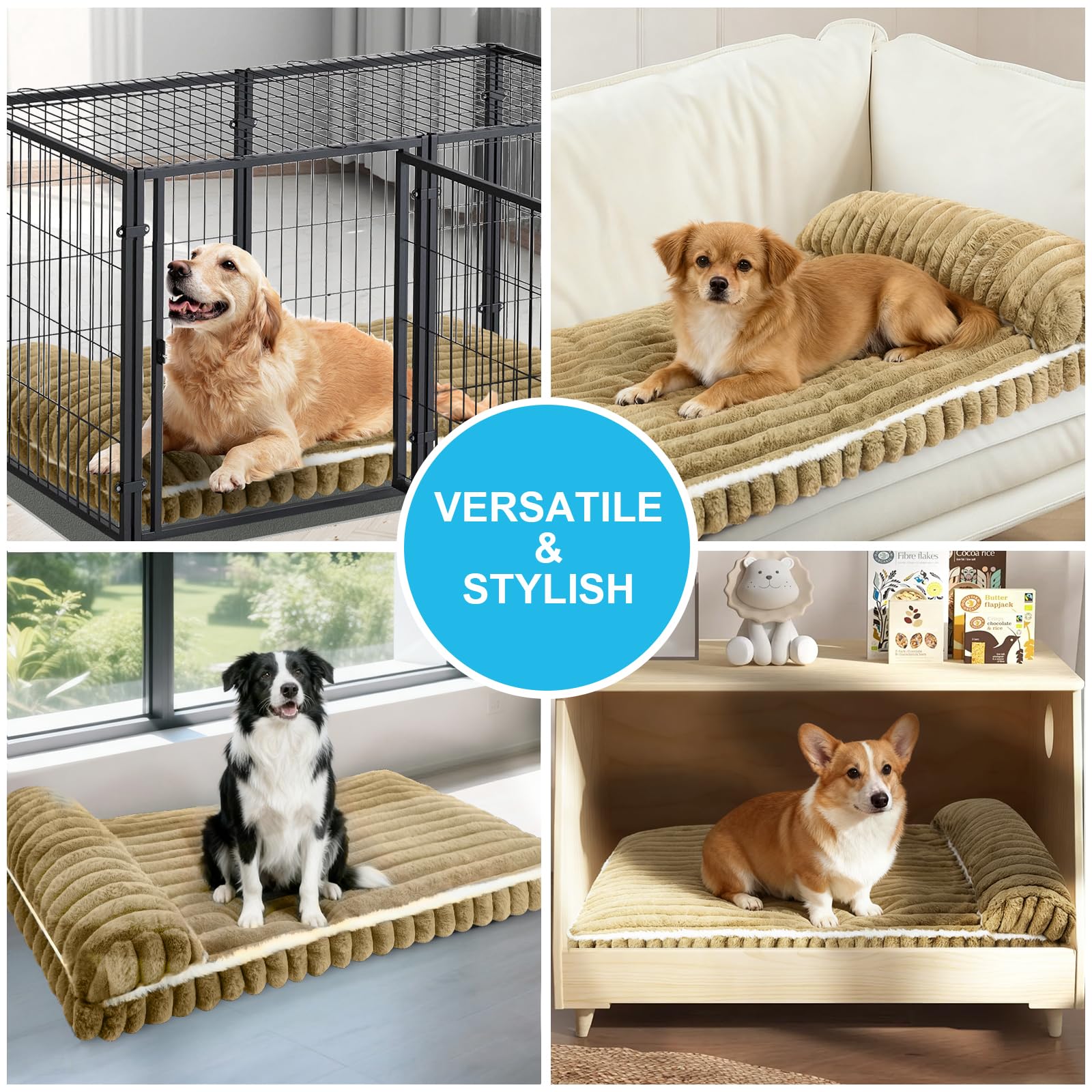 Wn's Day plush rectangle bed XL cushions large dogs in restful posture.