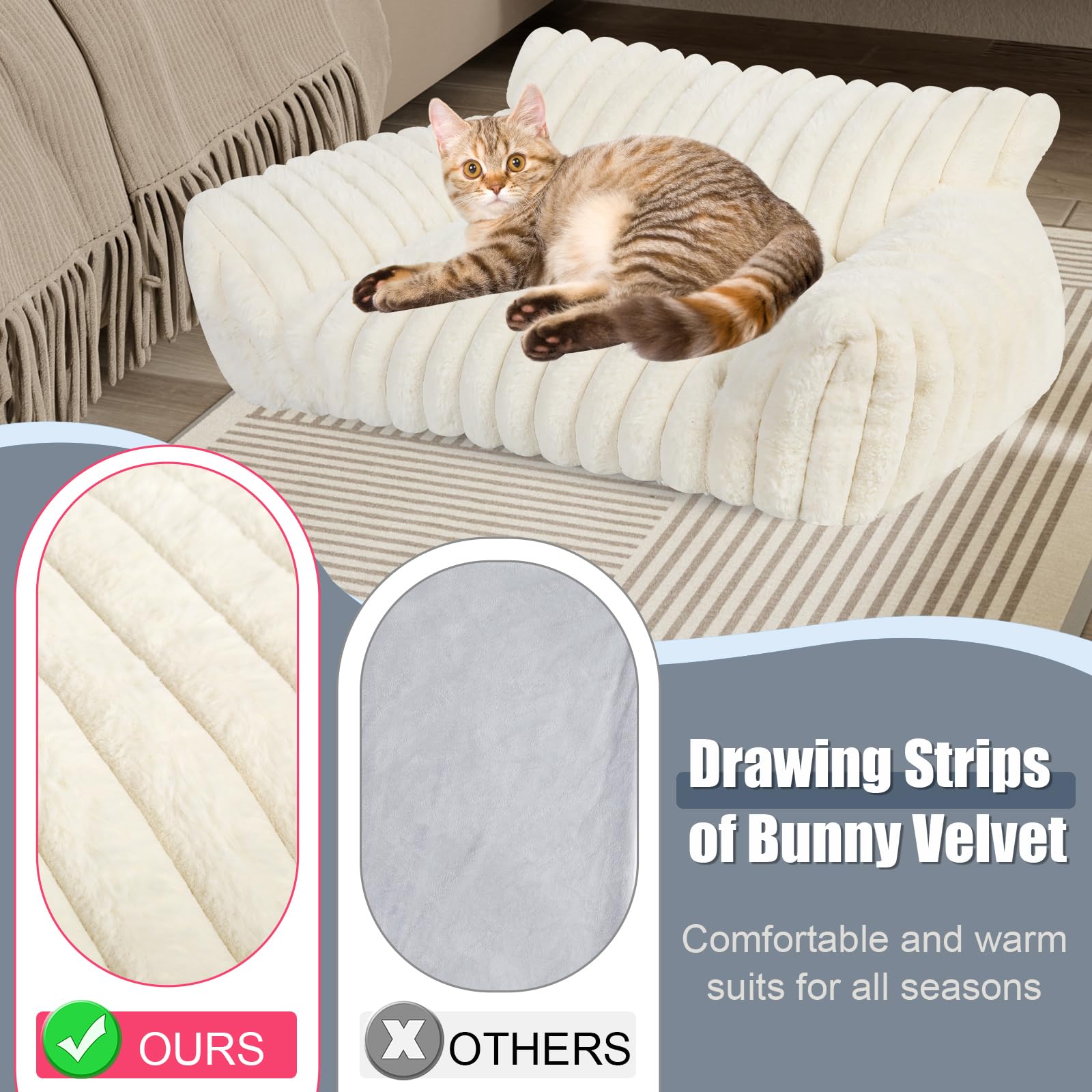 Wn's Day Cute Cat Couch Bed back bolster features a high backrest for added neck comfort.