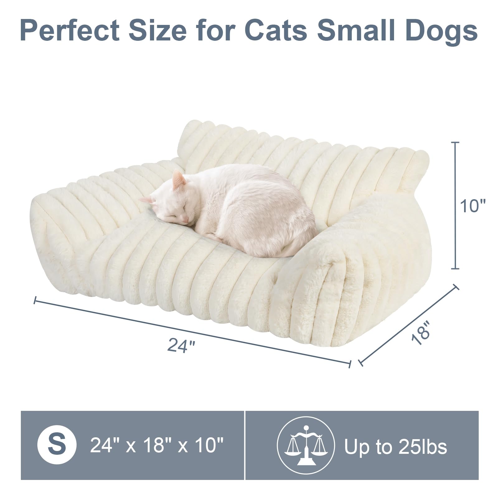 Wn's Day Cute Cat Couch Bed fabric closeup reveals soft corduroy fleece texture.