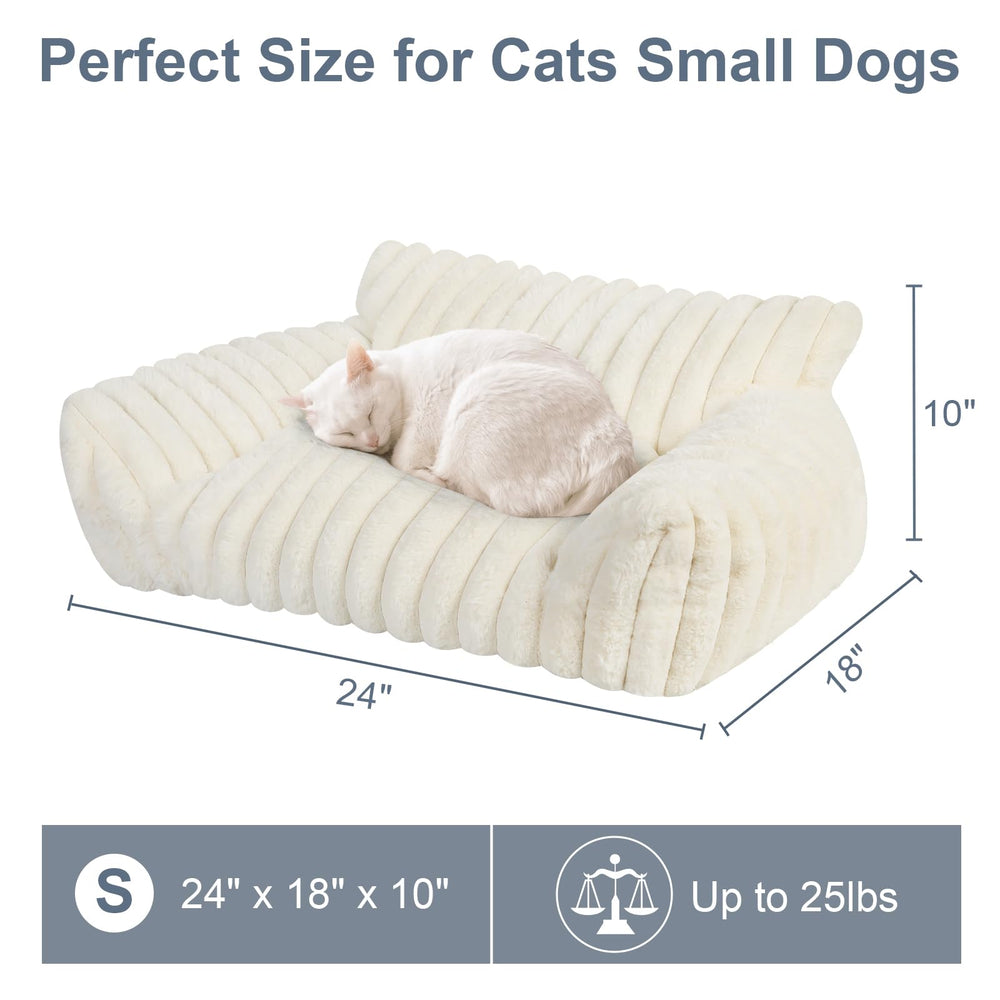 Wn's Day Cute Cat Couch Bed fabric closeup reveals soft corduroy fleece texture.