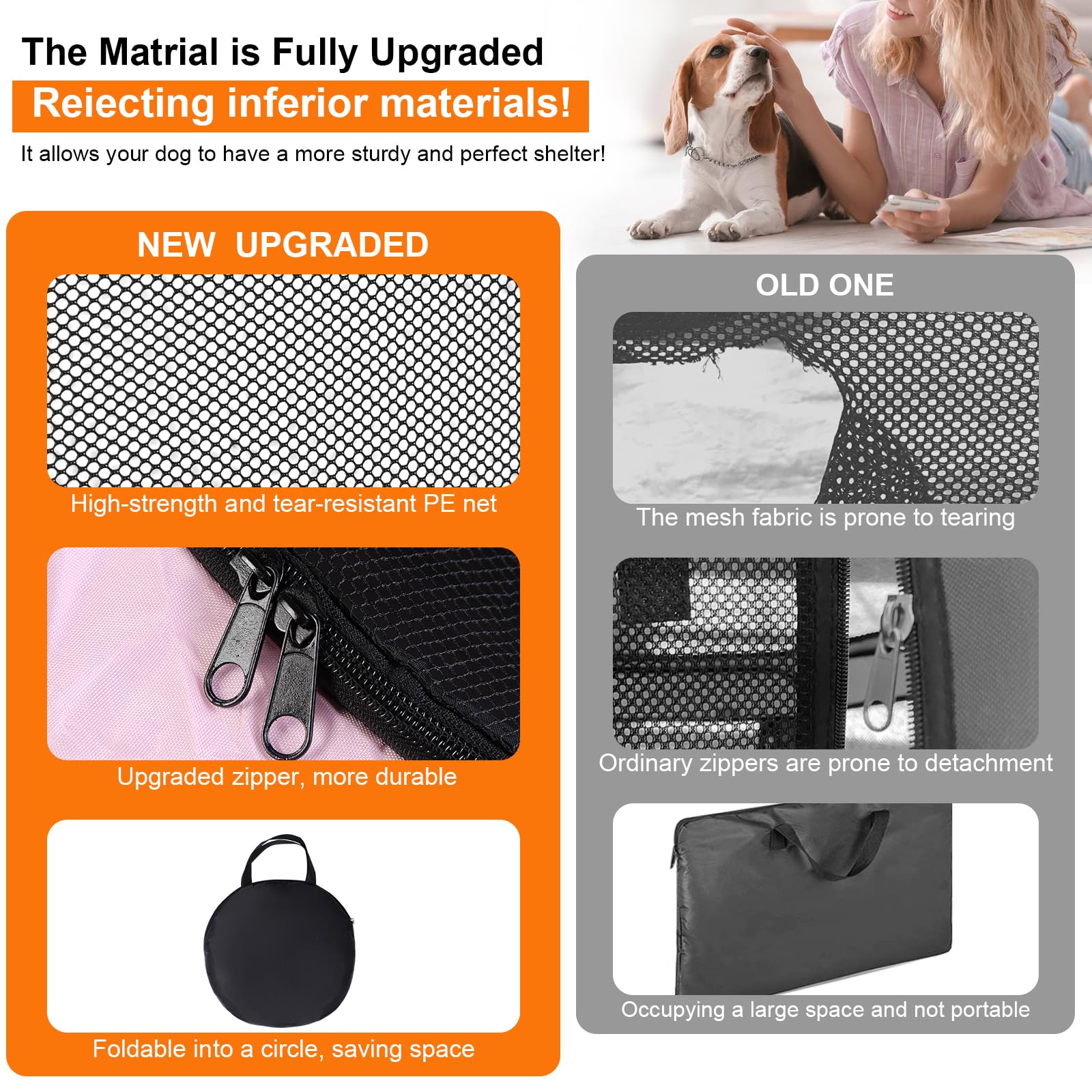 Wn's Day playpen pink in use indoors with pets observed through mesh