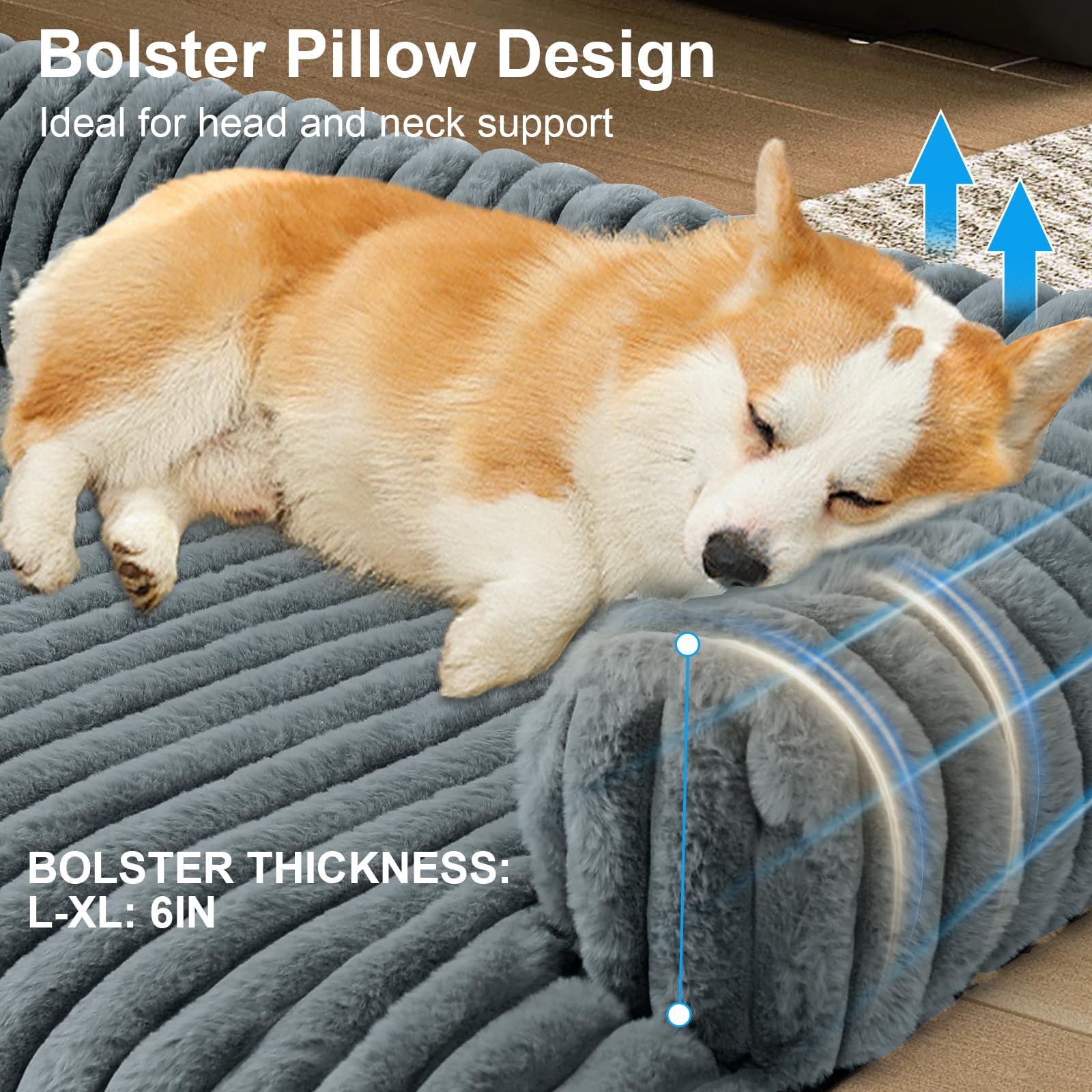 Wn's Day dog couch bed memory-foam-edges support neck and spine