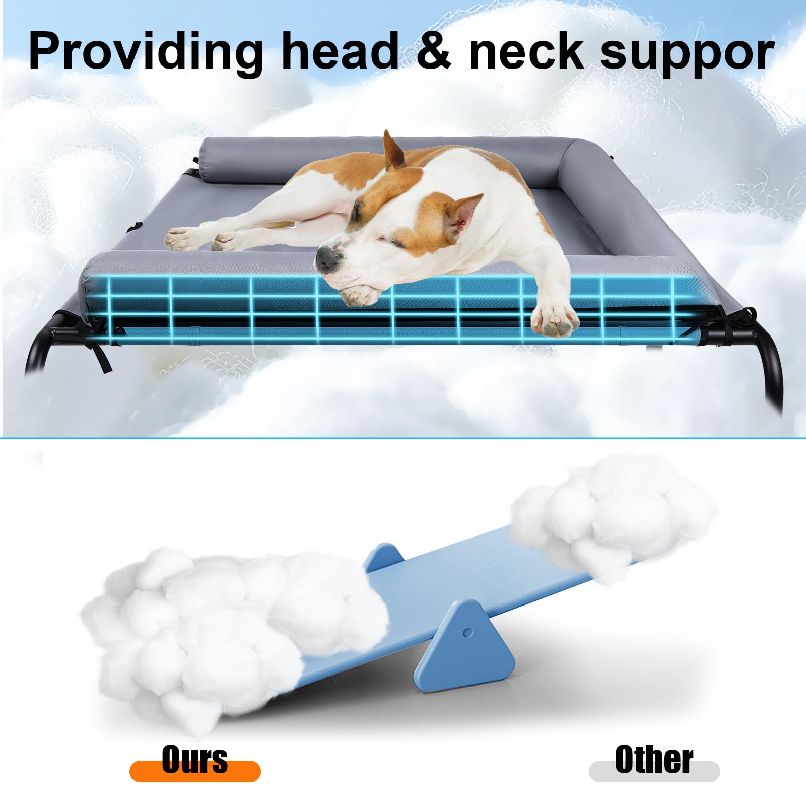 Wn's Day elevated dog bed side view highlights stability for larger breeds