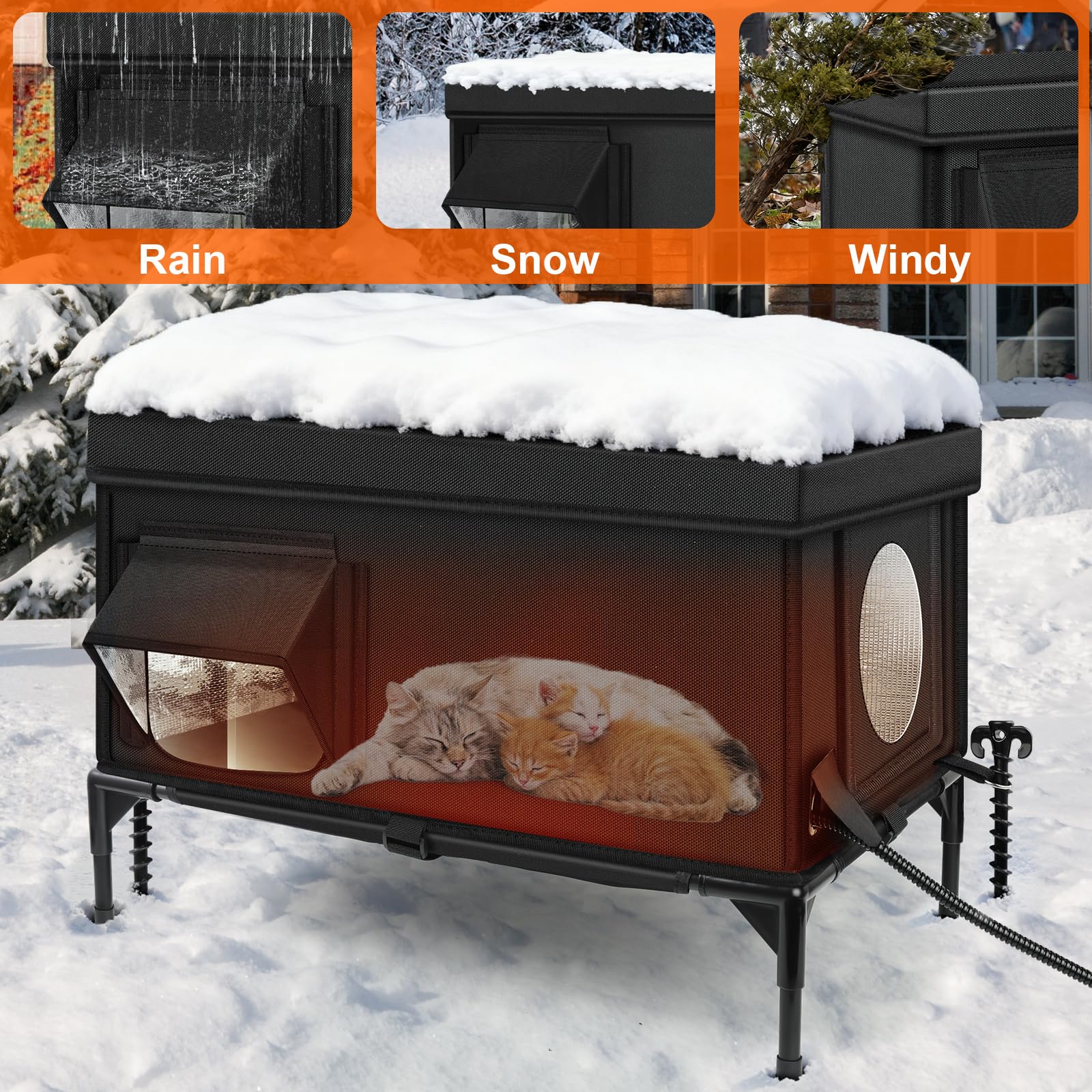 Wn's Day escape door design on the side enables quick safe exit for curious felines