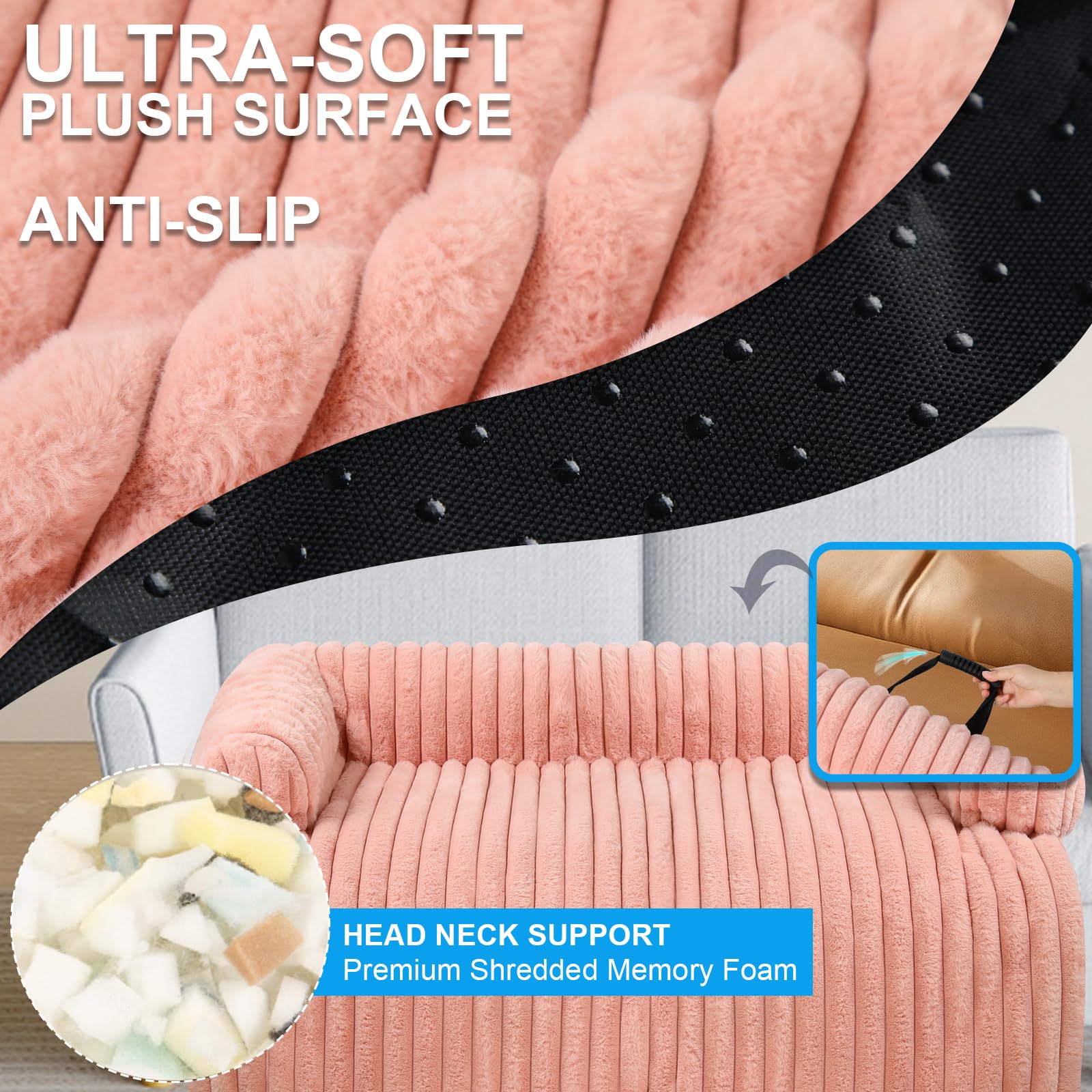 Wn's Day Lux dog couch bed memory foam edges support neck and spine gently.