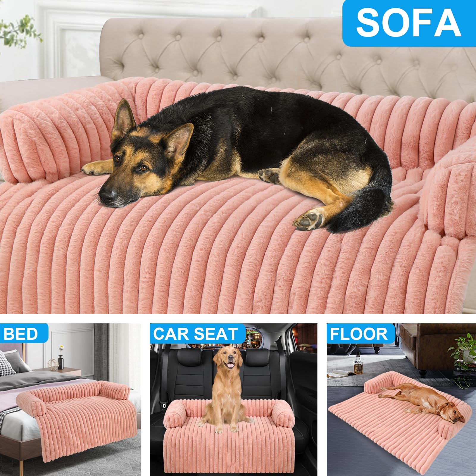 Wn's Day Lux dog couch bed removable cover enables easy cleaning.