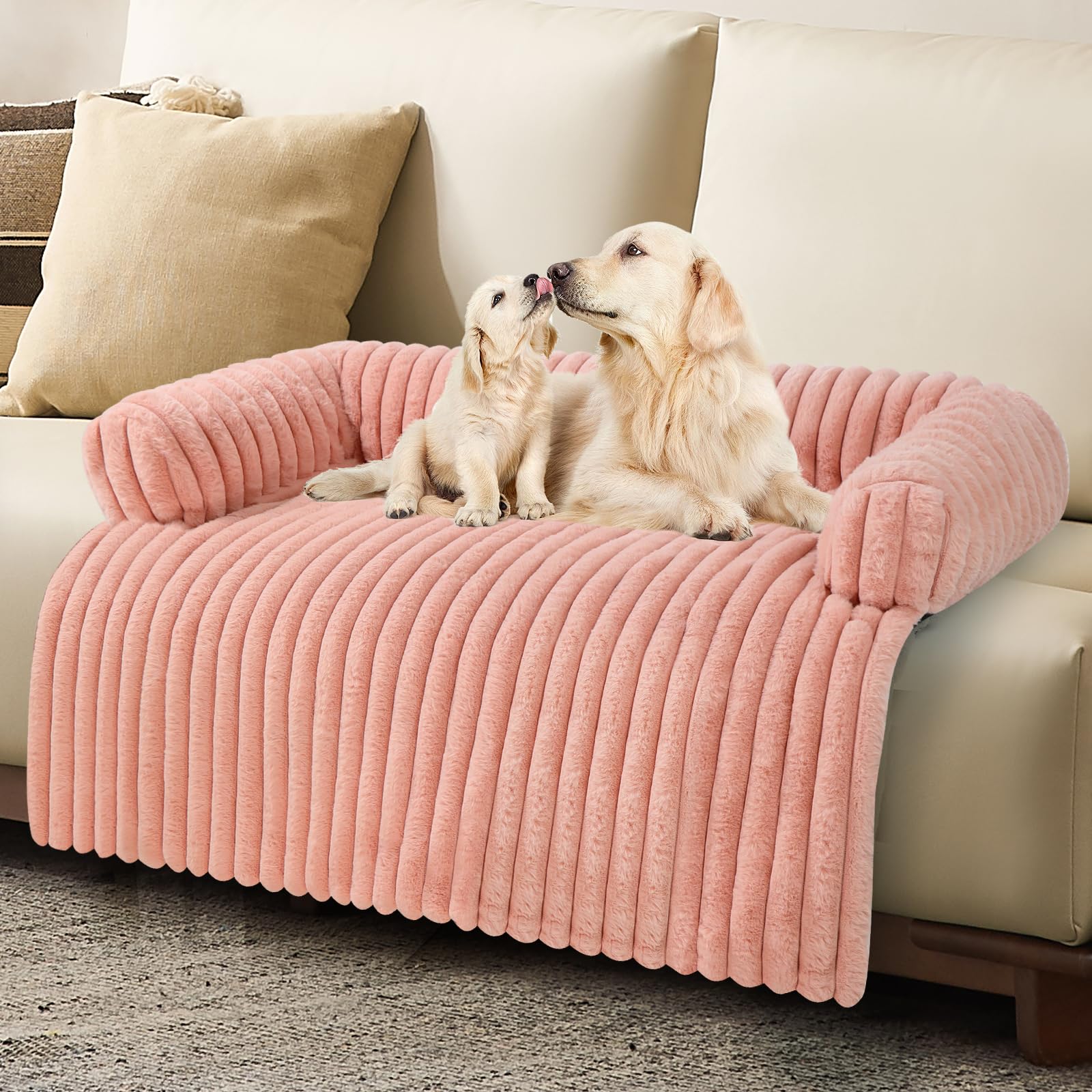Wn's Day luxuriously soft dog couch bed pink XL for cozy naps and comfort.