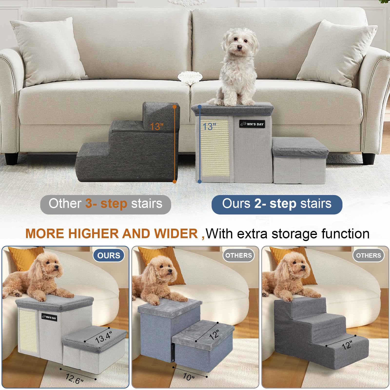 Wn's Day multi-purpose pet stairs help older pets reach sofas and beds