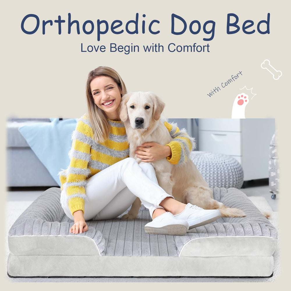 Wn's Day orthopedic dog bed XL anti-slip base prevents sliding during use.