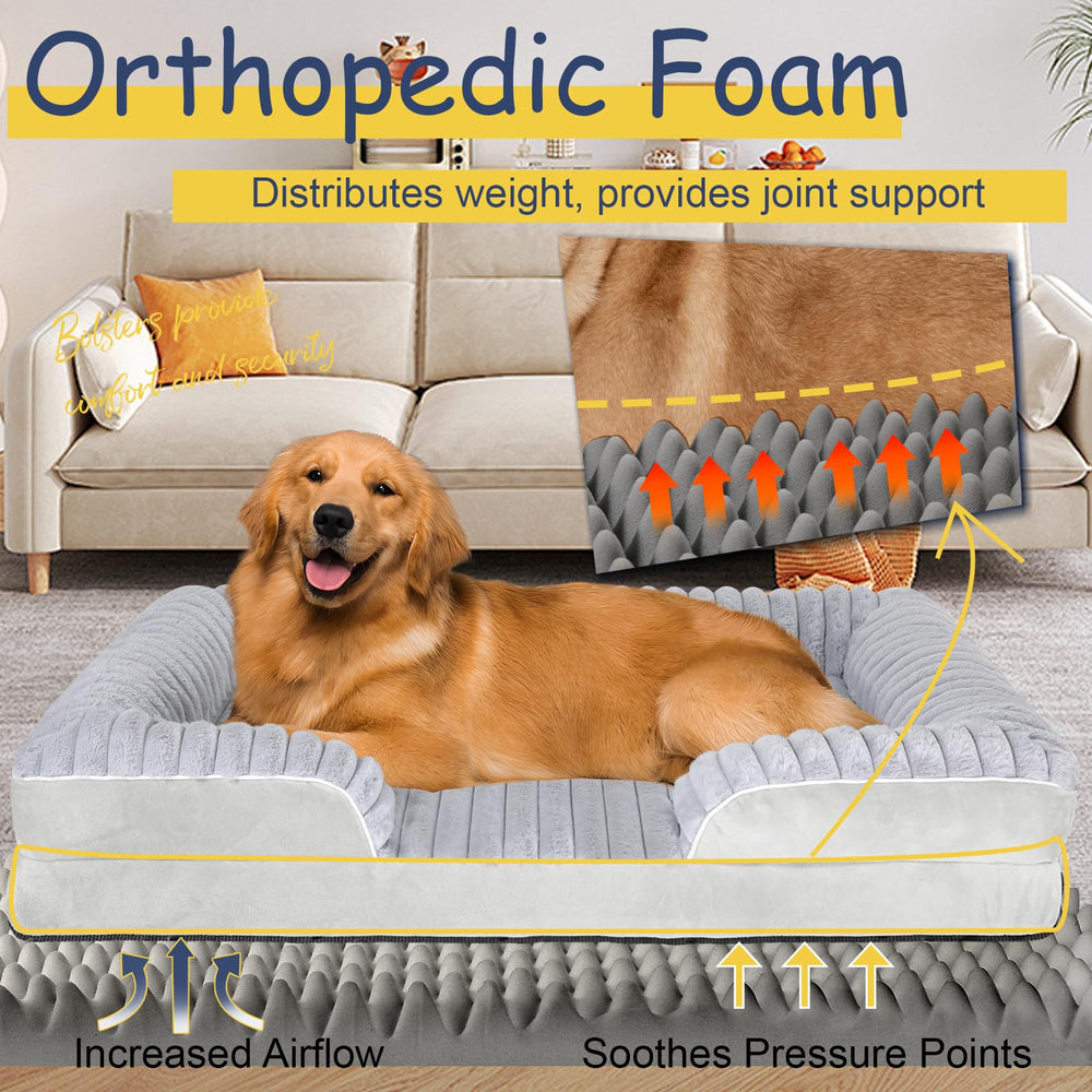 Wn's Day orthopedic dog bed XL inner foam core demonstrates high-density support for joints.