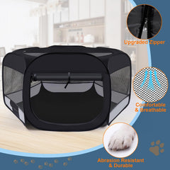 Wn's Day playpen with six mesh panels provides ventilation and visibility.