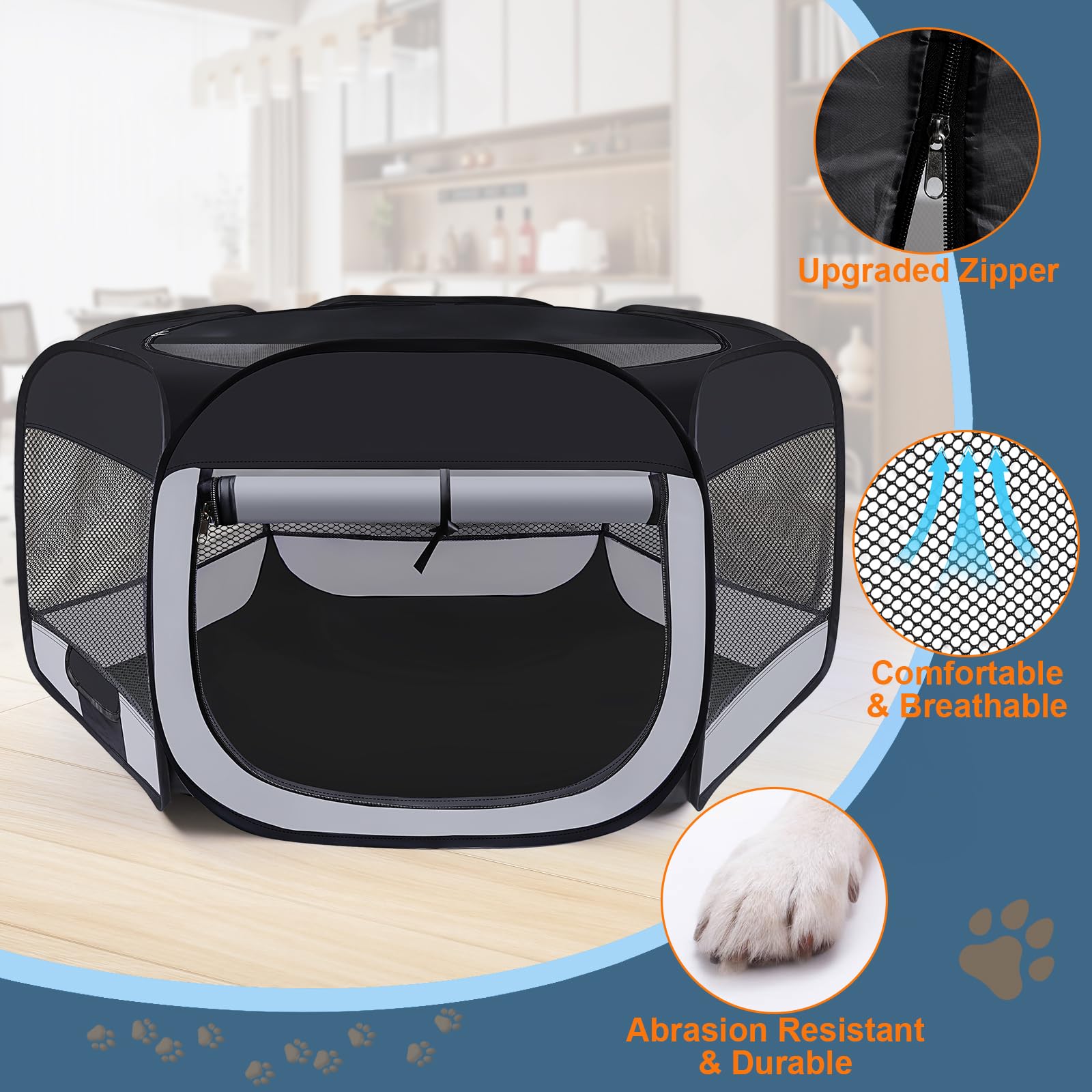 Wn's Day portable foldable pet pen with carry bag for travel