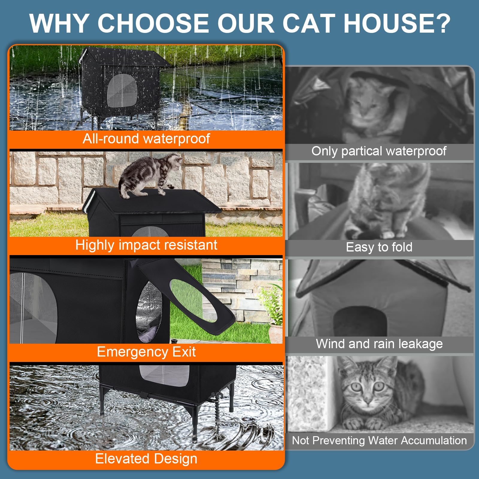 Wn's Day weatherproof cat house door curtains block rain at the entrance.
