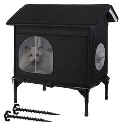 Wn's Day weatherproof cat house exterior keeps outdoor cats warm and dry.