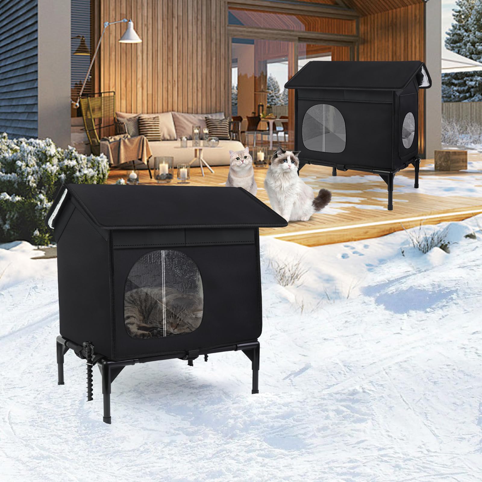 Wn's Day weatherproof cat house small size fits 1-2 cats.
