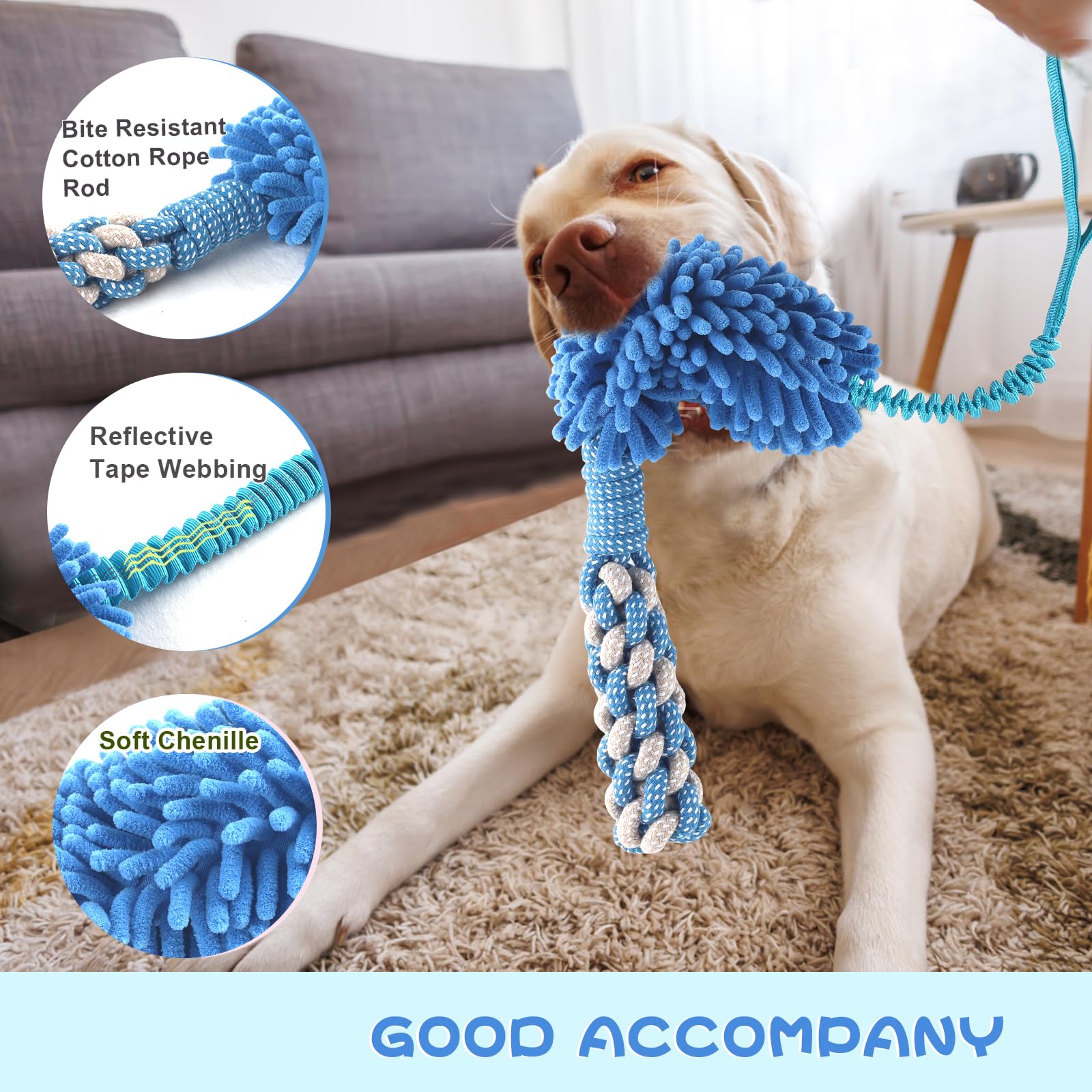 Wodoca pull rope dog toy blue for fetch and exercise sessions