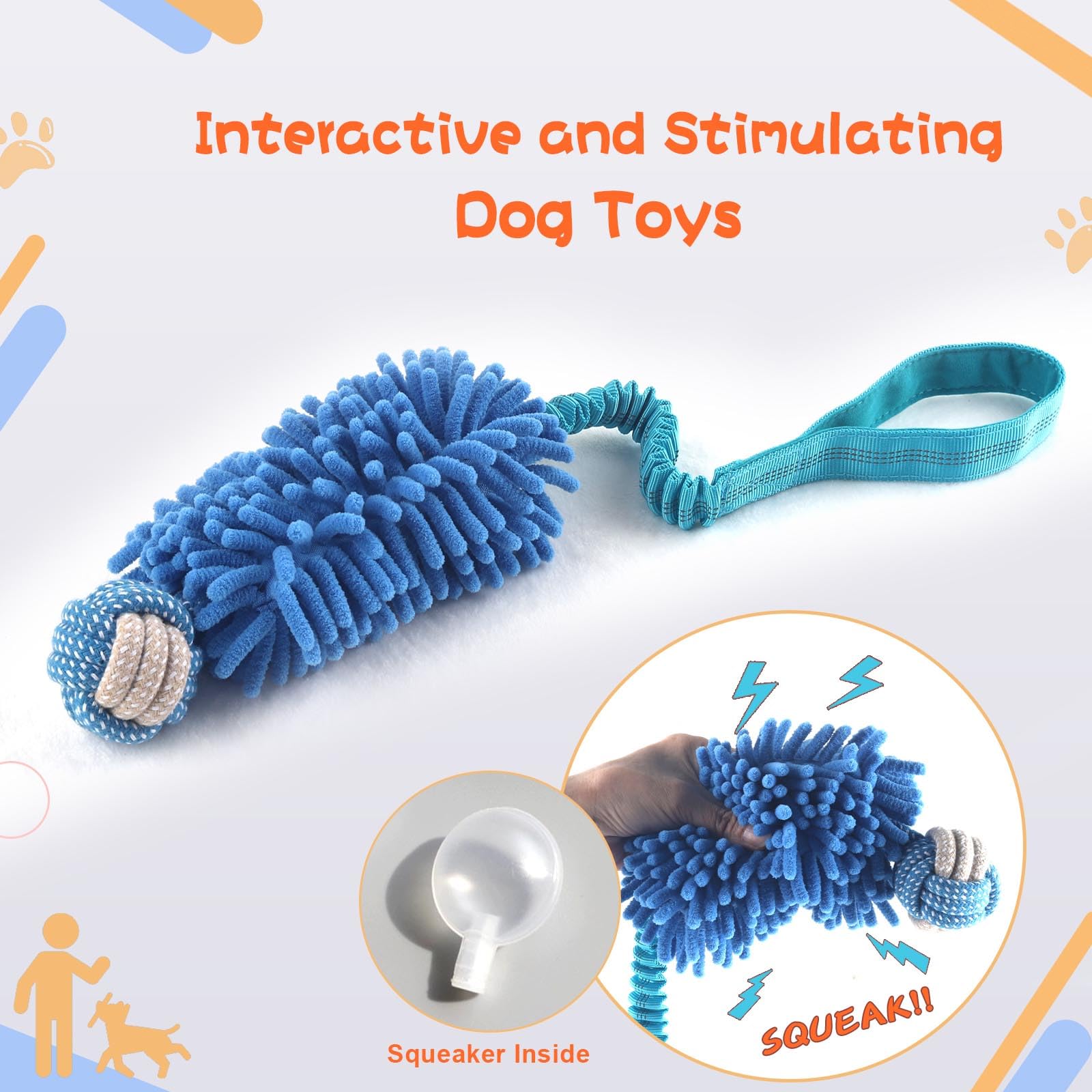 Wodoca soft chenille dog toy highlights plush feel and gentle chews for interactive bonding.