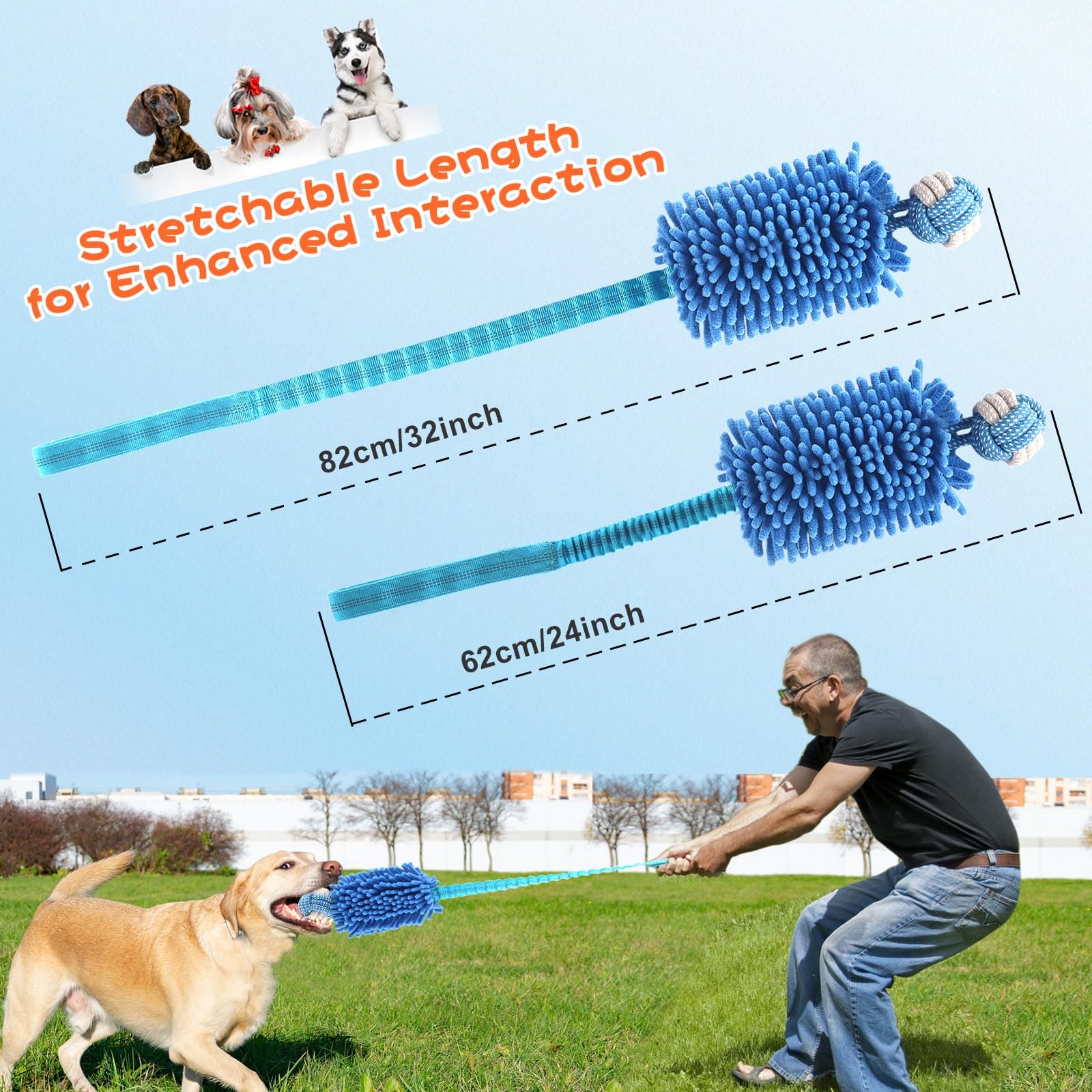 Wodoca teeth cleaning dog toy targets surface teeth cleaning during chewing sessions.
