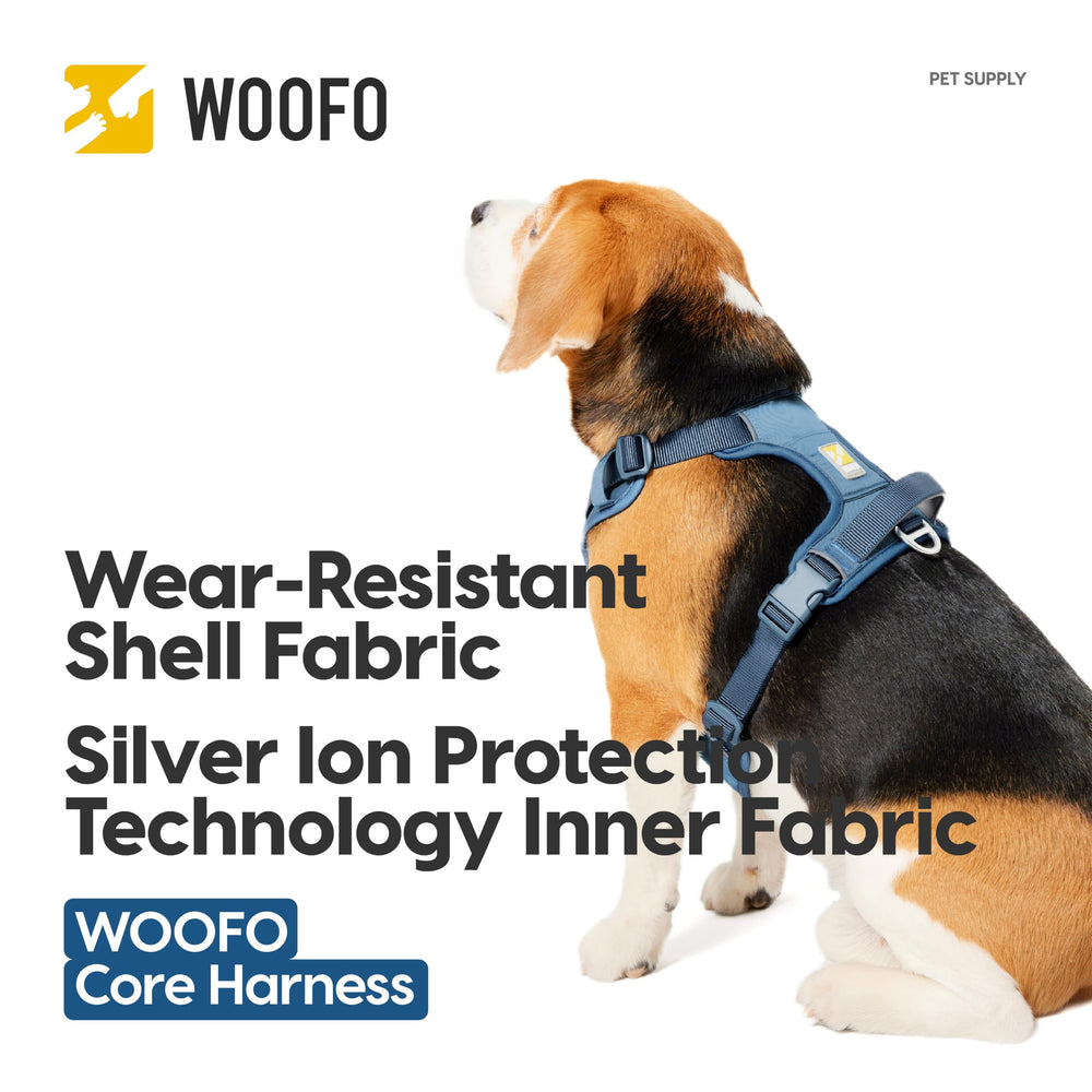 WOOFO Core harness handle closeup highlighting a sturdy grip for control.