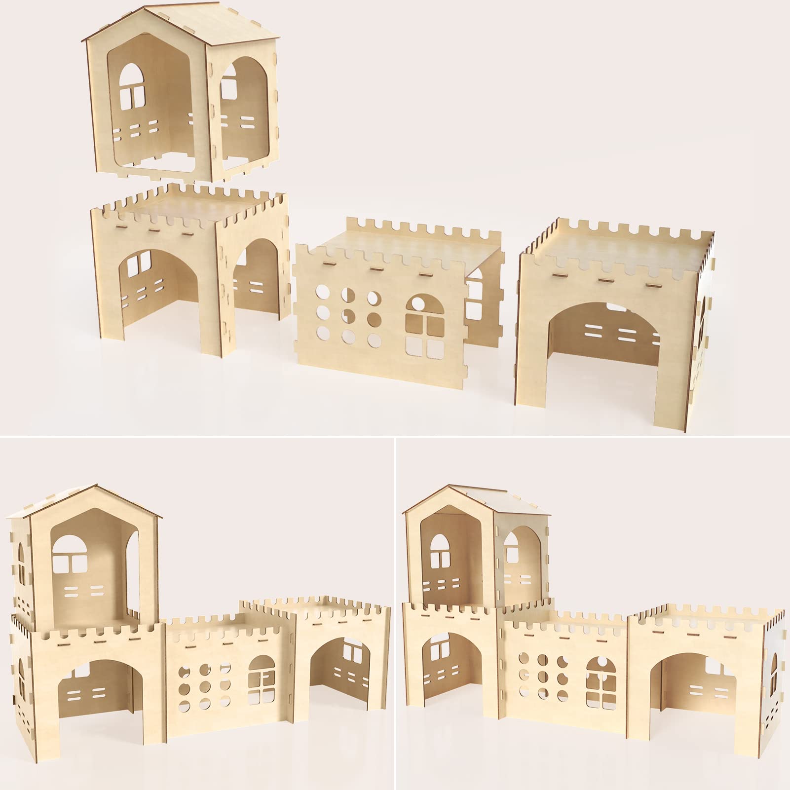 Woiworco extra-large rabbit hideout four-houses design features tunnel-style options