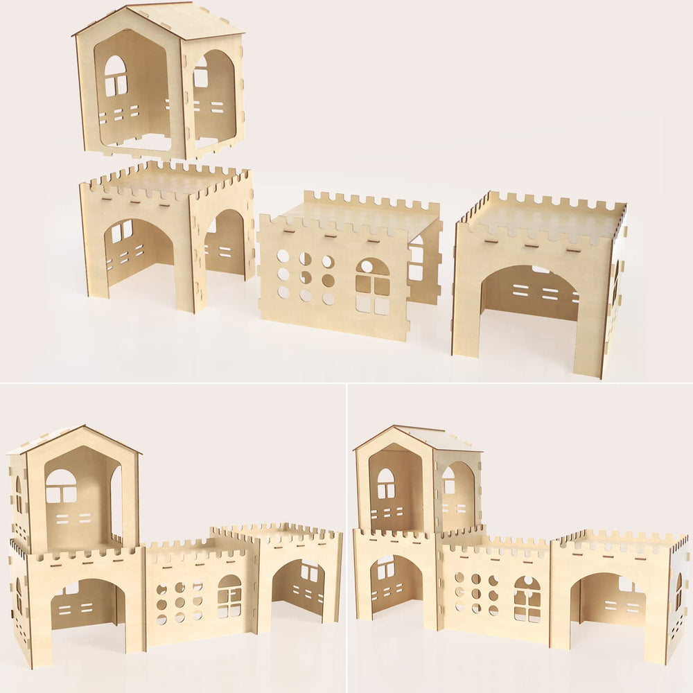 Woiworco extra-large rabbit hideout four-houses design features tunnel-style options