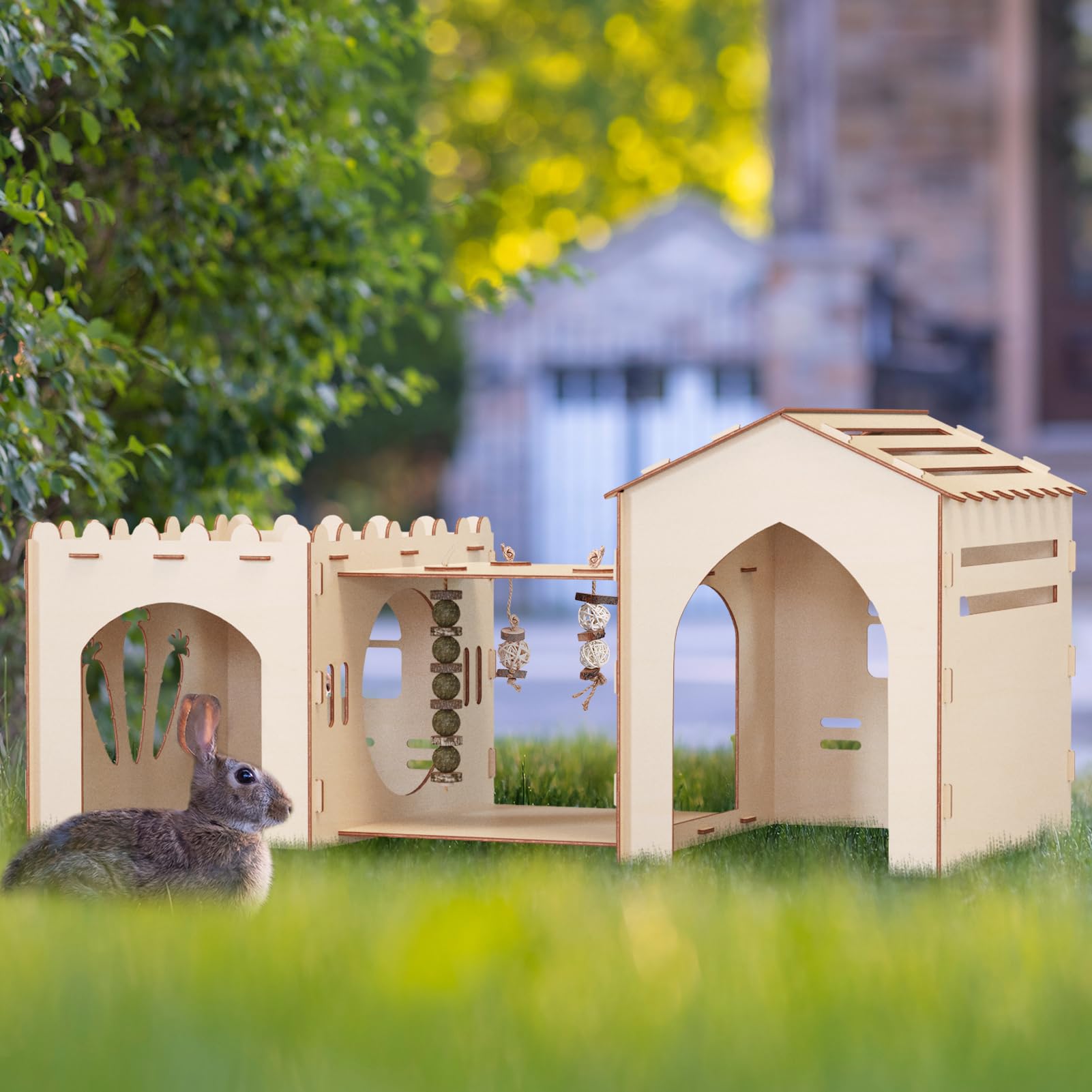Woiworco multi-pet habitat rabbits hamsters guinea pigs together in a safe, shared space.