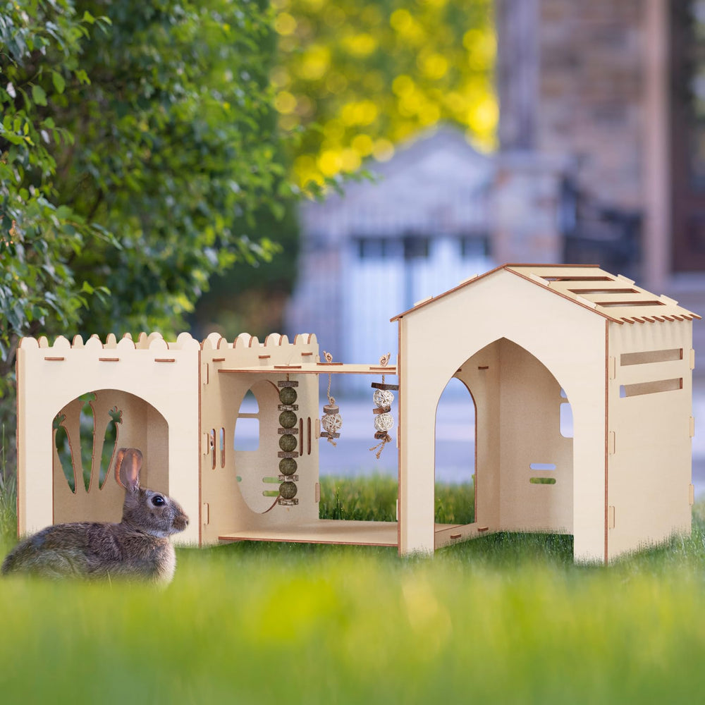 Woiworco multi-pet habitat rabbits hamsters guinea pigs together in a safe, shared space.