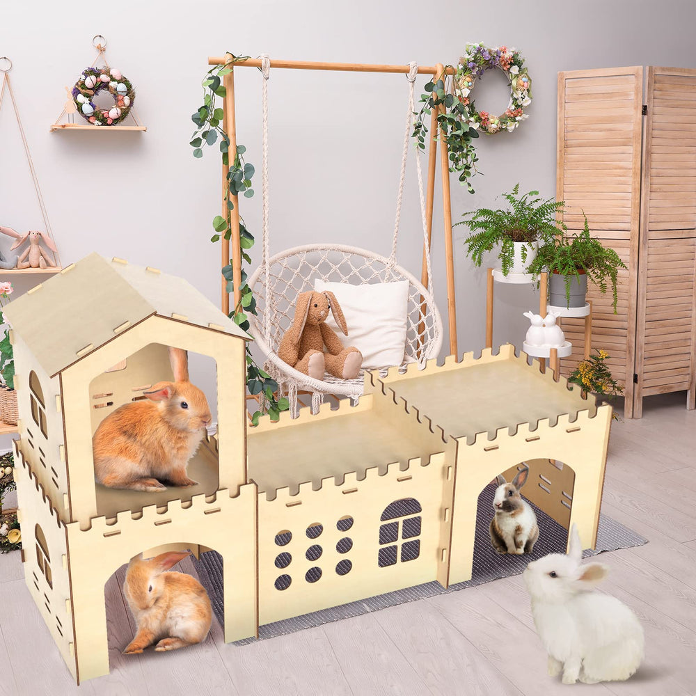 Woiworco rabbit castle two-floor layout invites climbing and nesting
