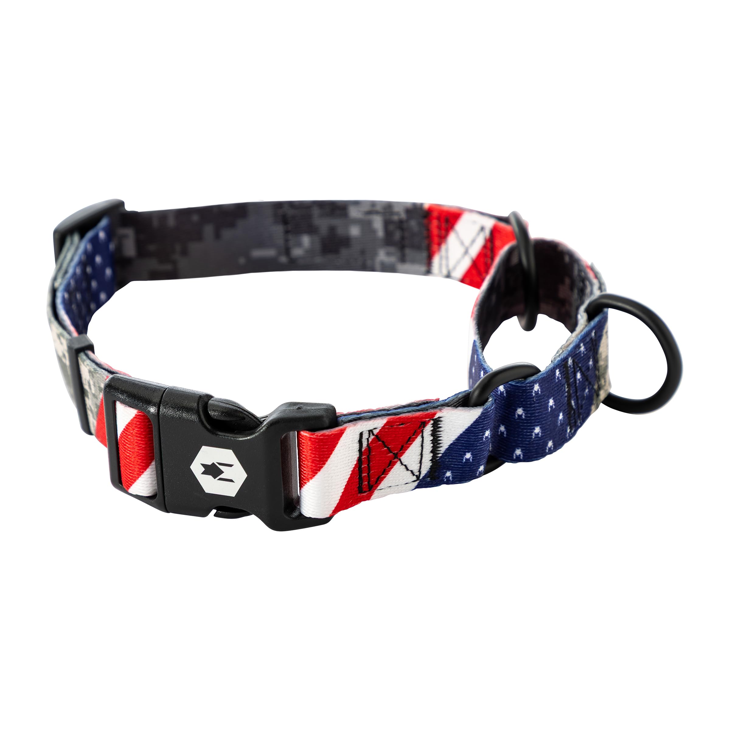 Wolfgang Heavy Duty Martingale Collar DigitalDog print, small, front view highlighting durable polyester weave.