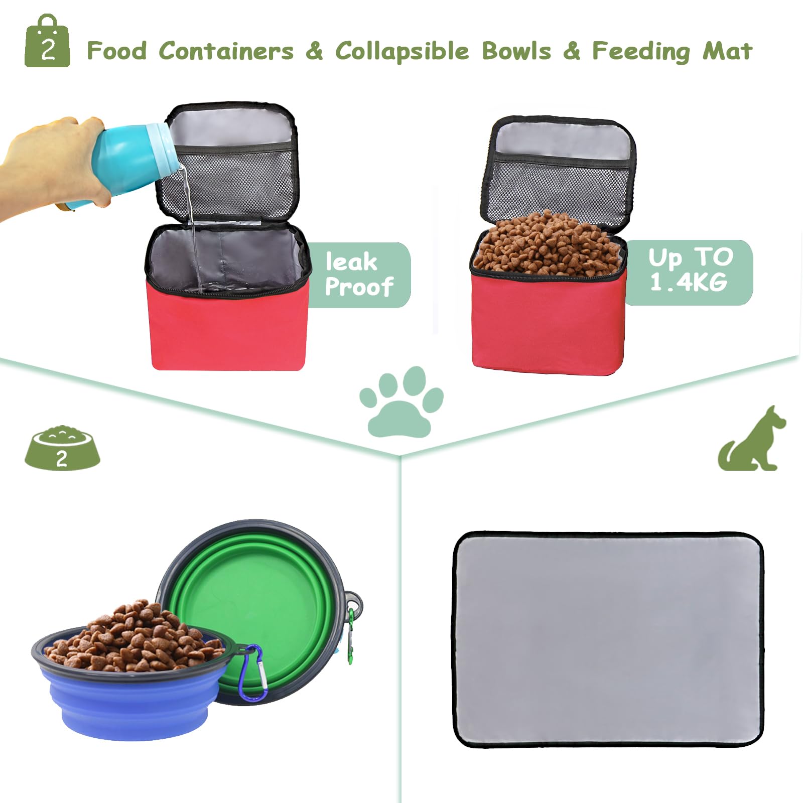 WOLT dog travel bag front pocket keeps treats and IDs handy.