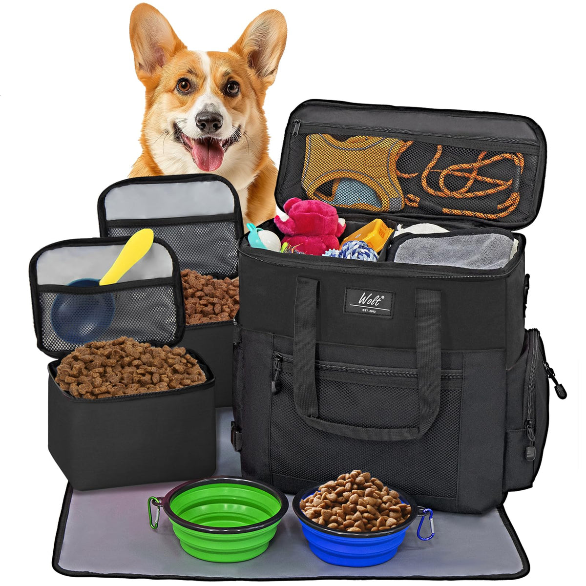 WOLT dog travel bag full setup ready for airline under-seat storage