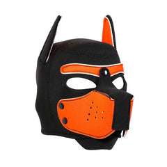 Womalen puppy hood mask side view showing ergonomic breathing holes for comfortable wear.