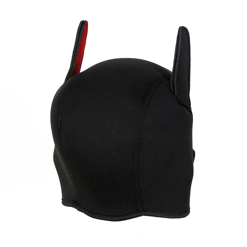 Womalen puppy hood with removable mouth mask enabling dining without removing hood.