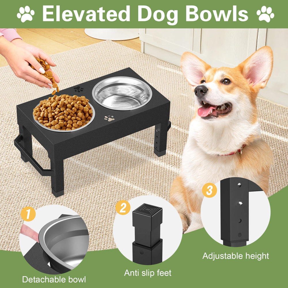 Womnwomn elevated dog bowls stand easy-to-clean stainless bowls simplify maintenance