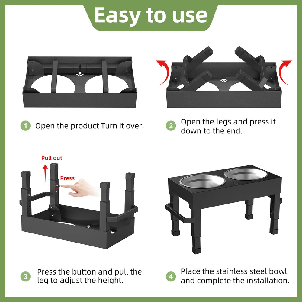 Womnwomn elevated dog bowls stand includes two stainless steel bowls for durable feeding