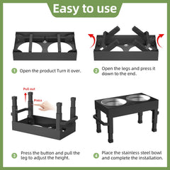 Womnwomn elevated dog bowls stand includes two stainless steel bowls for durable feeding