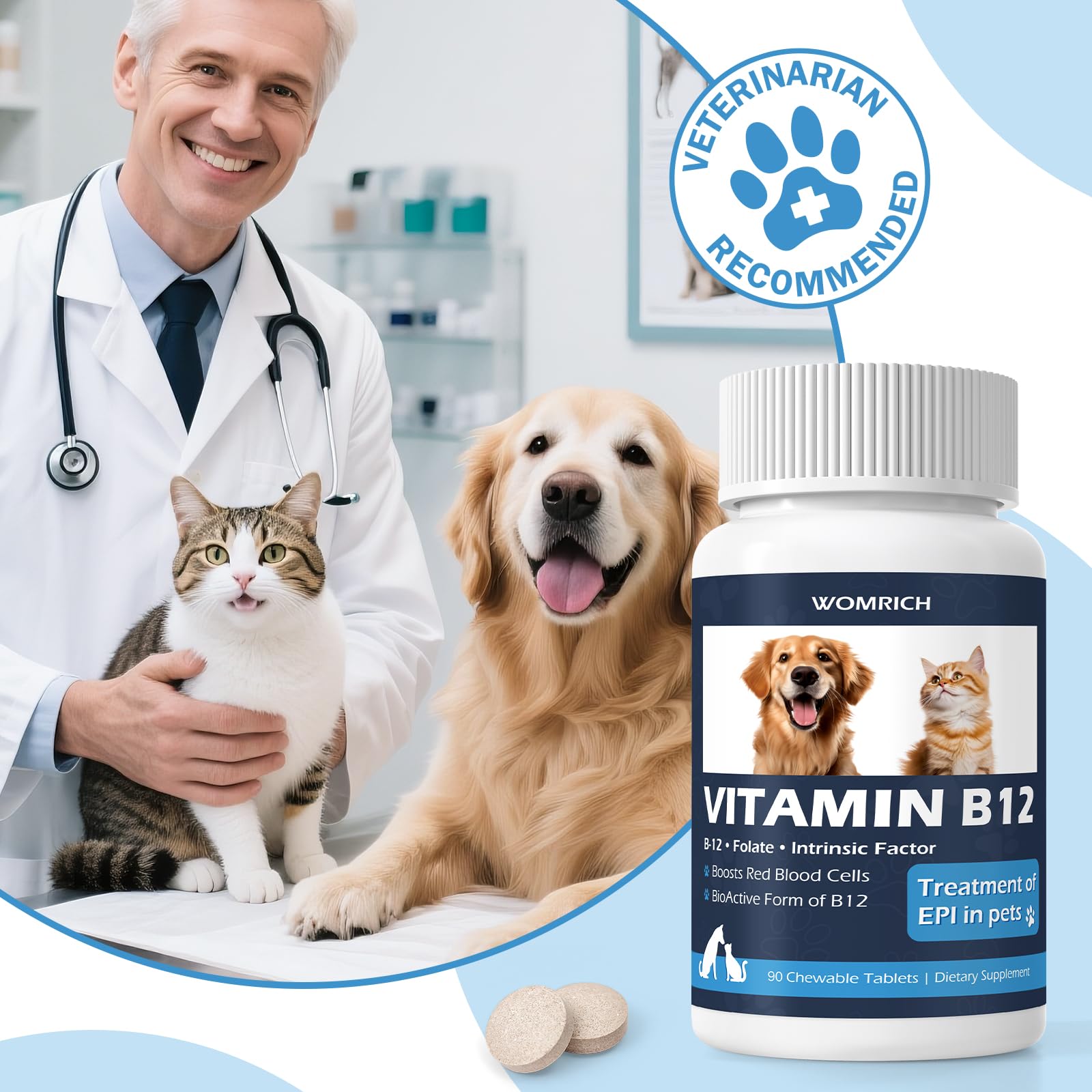 WOMRICH B12 tablets ingredients-folate-intrinsic-factor highlights absorption benefits