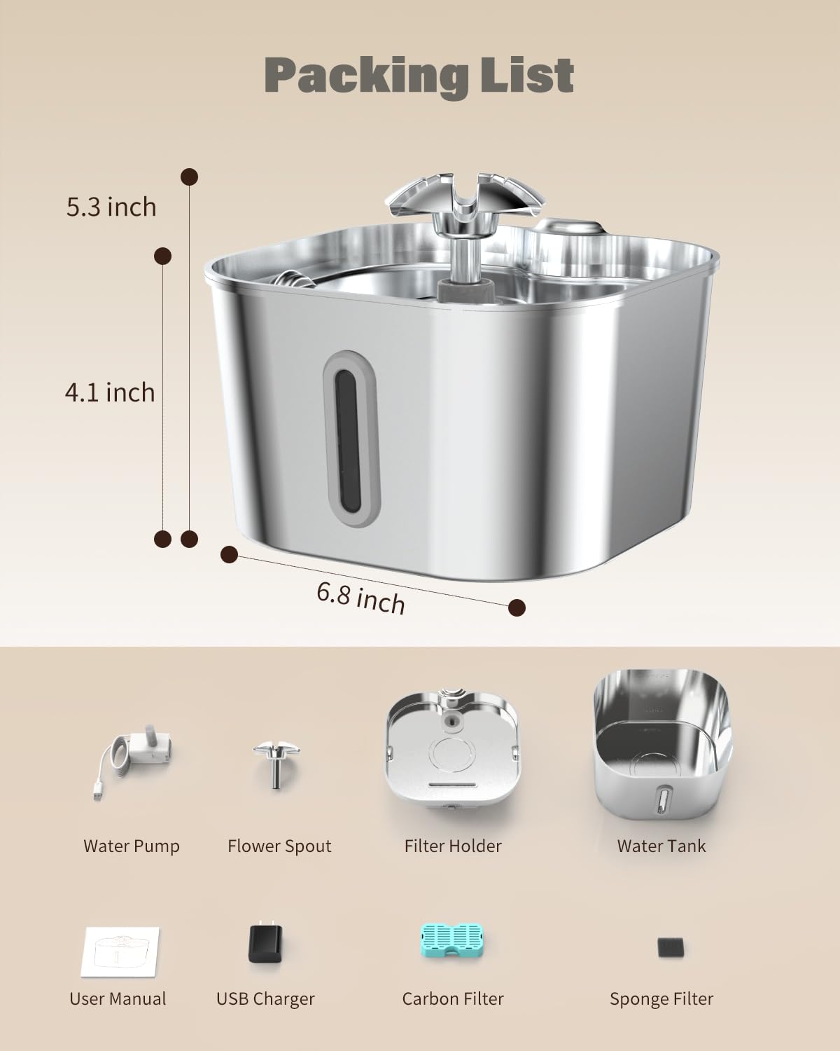 Wonder Creature energy-efficient 0.45W pump supports daily use with low power draw.