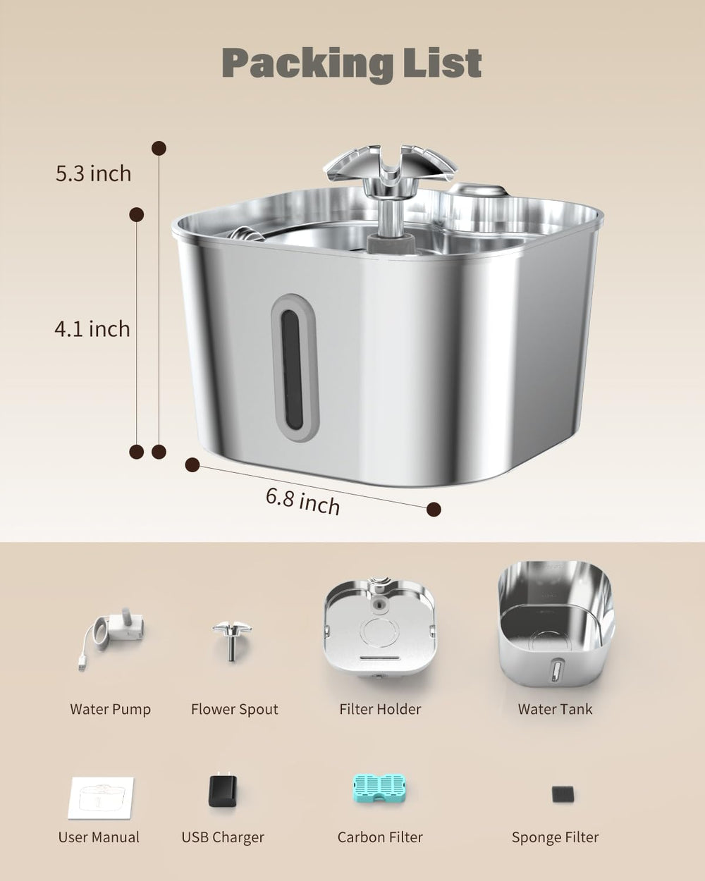 Wonder Creature energy-efficient 0.45W pump supports daily use with low power draw.