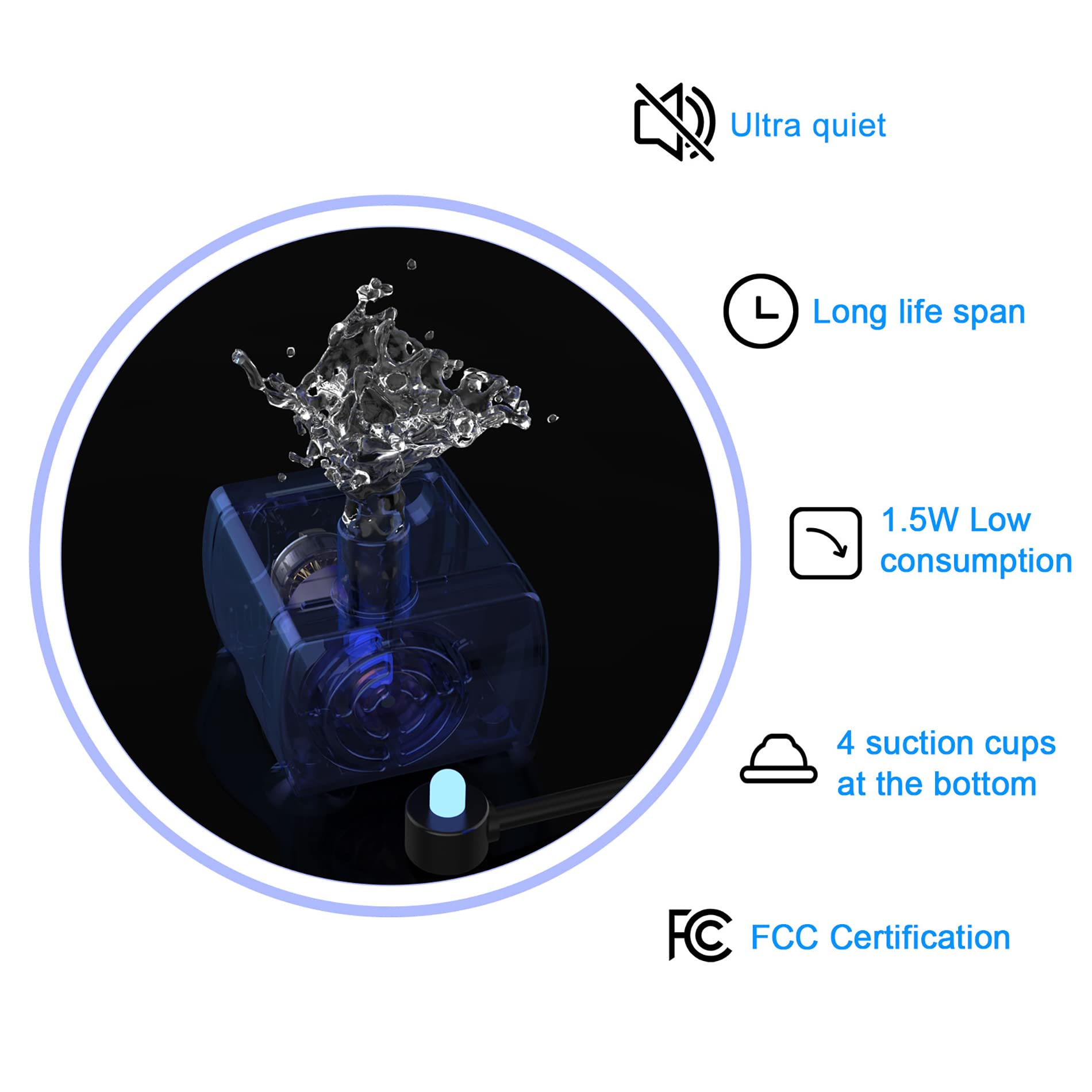 Wonder Creature cat fountain LED window; easy monitoring of water shortage.