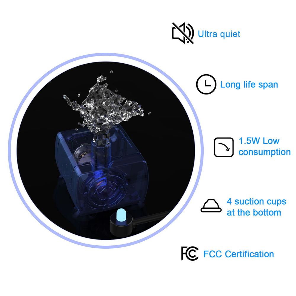 Wonder Creature cat fountain LED window; easy monitoring of water shortage.
