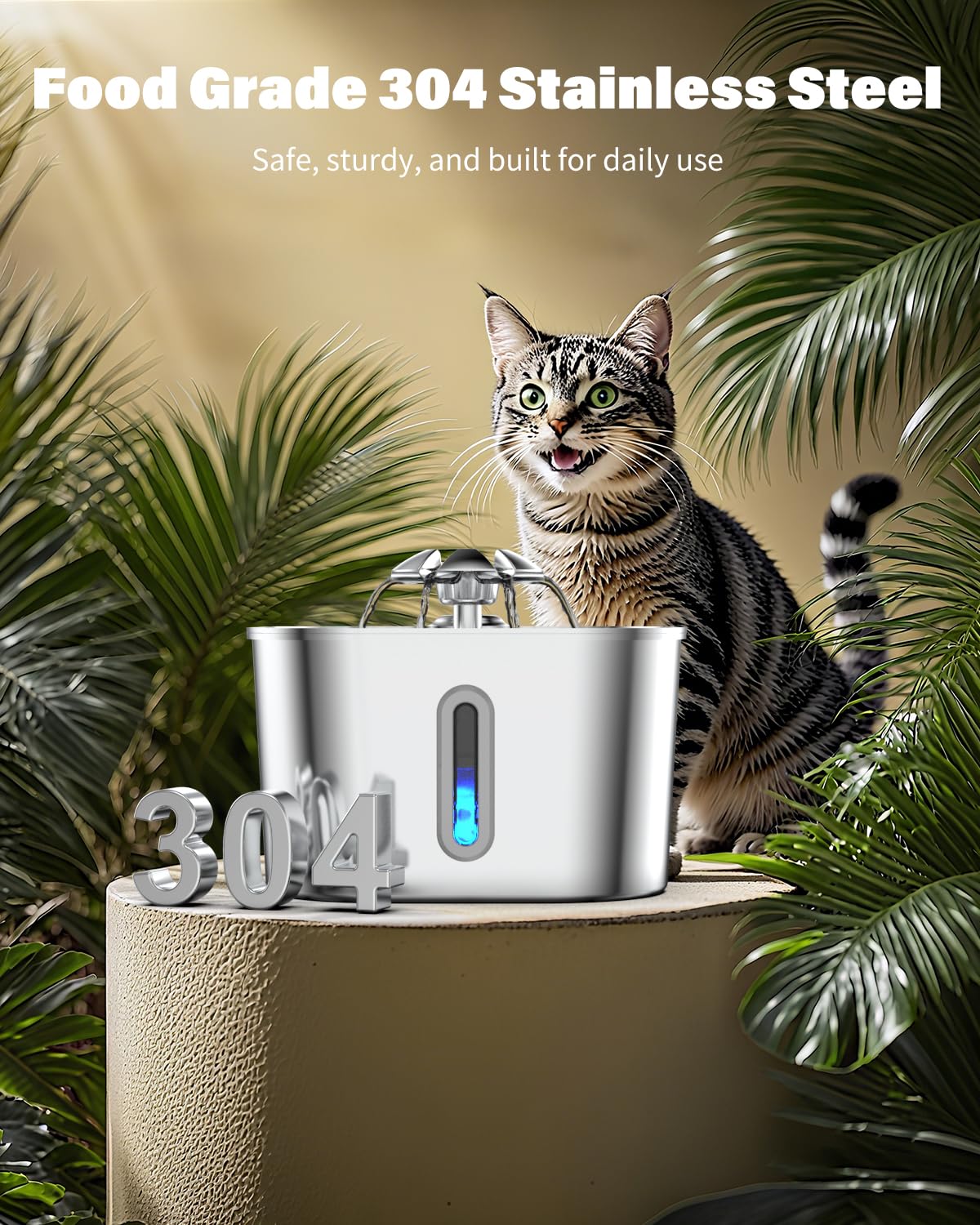 Wonder Creature stainless steel body emphasizes rust resistance and hygienic, easy-to-clean design for pets.